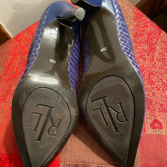 Lauren Ralph Lauren | Blue Snakeskin Heels - Picture 4 of 4